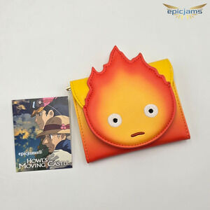 Studio Ghibli Howl's Moving Castle Calcifer Small Flap Orange Yellow Wallet New